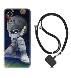 General Mobile GM 21 Pro GM 22 Pro Plus Kılıf Boyun Askılı Silikon Astronot ve Dünya 1759