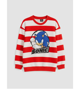 LCW Kids Kırmızı Sonic Baskılı Erkek Çocuk Sweatshirt