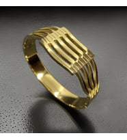 İtalyan Gold Renk 316L Antialerjik Kaburga Model Takı Aksesuar Çelik Kadın Kelepçe Bileklik