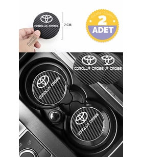 Toyota Corolla Cross Modeline Uygun Karbon Araç Bardak Altlığı 2 Adet Toyota Corolla Cross İç Mekanı İçin Şık 7 cm Tasarım