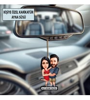 Sevgiliye Özel Karikatür Ayna Süsü – Sevgililer Günü Hediyesi Araç İçi Süs