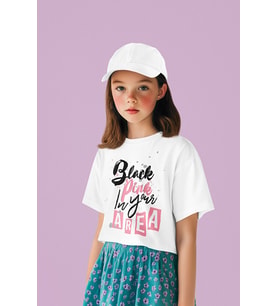 Black Pink In Your Area Baskılı Unisex Müzik Grubu Çocuk Tişört (1-12 Yaş)