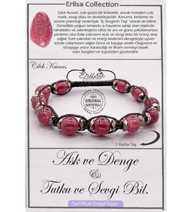 Sertifikalı AAA+ Kalite Doğal Çilek Kuvars Taşı Bileklik - Aşk Denge Tutku Sevgi Bilekliği (Çok Renkli)