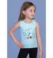 Kız Çocuk Kiraz Nakışlı Atlet (Mint Yeşili)