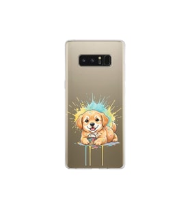 Samsung Galaxy Note 8 ile Uyumlu Splash Köpek Tasarımlı Şeffaf Silikon Kılıf