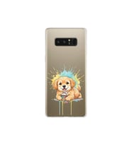 Samsung Galaxy Note 8 ile Uyumlu Splash Köpek Tasarımlı Şeffaf Silikon Kılıf