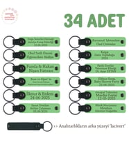 Babalar Günü Etkinliğinde Katılımcılara, 34'lü Set, Kişiselleştirilebilir Anahtarlık, F Yeşil & Laci (Fıstık Yeşili)