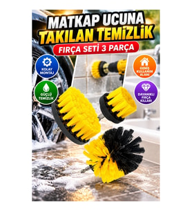Matkap Uyumlu 3’lü Temizlik Fırçası Seti – Fayans, Derz, Lavabo ve Araç Jantları İçin