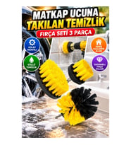 Matkap Uyumlu 3’lü Temizlik Fırçası Seti – Fayans, Derz, Lavabo ve Araç Jantları İçin