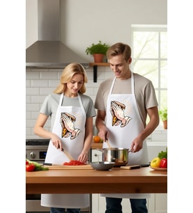 Kadın Unisex Mutfak Aşçı Önlüğü Dua Eden Eller Pizza Baskılı Sanat Desenli Rahat Kesim Günlük Modern