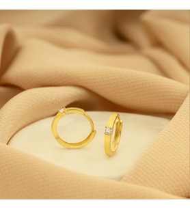 DKMN Gümüş Tek Taşlı 925 Ayar Gümüş Küpe (Gold)