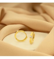 DKMN Gümüş Tek Taşlı 925 Ayar Gümüş Küpe (Gold)