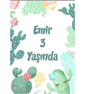 Mutlu Kaktüsler Temalı Doğum Günü Afişi 35X50 cm