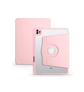 Apple iPad Air 11 2024 Uyumlu Kılıf Zore Termik Kalem Bölmeli Dönebilen Standlı Kılıf (Pembe)