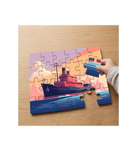 Denizde Gemi Tasarımlı 24 Parça Ahşap Çocuk Puzzle MPK0893