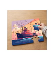 Denizde Gemi Tasarımlı 24 Parça Ahşap Çocuk Puzzle MPK0893