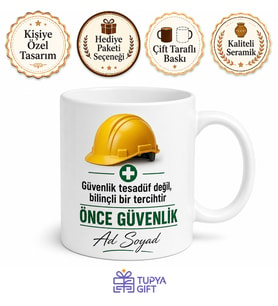 İş Sağlığı ve Güvenliği Uzmanı İSG Önce Güvenlik Baskılı Kupa Bardak Hediye