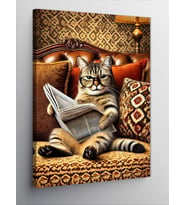 Kanvas Tablo Gazete Okuyan Kedi