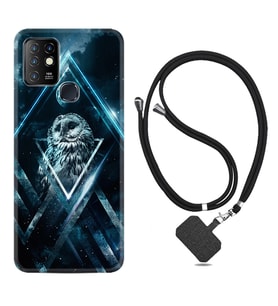 INFINIX Hot 8 9 10 11S Hot 10 Play 10T Kılıf Boyun Askılı Silikon Old Owl 1649