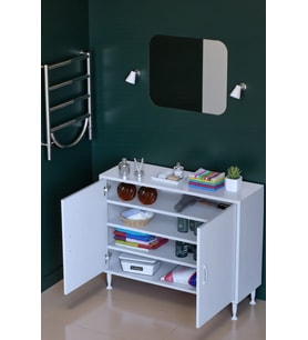 Eliusta Nirat 70 cm 4 Bölmeli Beyaz Banyo Mutfak Dolabı 3 Raflı Kapaklı Çok Amaçlı Dolap 70x75x32,5 cm