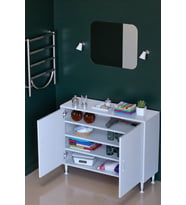 Eliusta Nirat 70 cm 4 Bölmeli Beyaz Banyo Mutfak Dolabı 3 Raflı Kapaklı Çok Amaçlı Dolap 70x75x32,5 cm