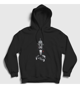Presmono Unisex Siyah Godfather Robot Bender Futurama Kapüşonlu Sweatshirt 306368tt