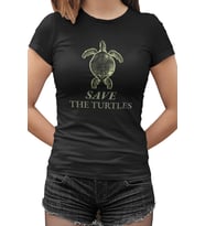 Save the Turtles Siyah Kadın Tshirt