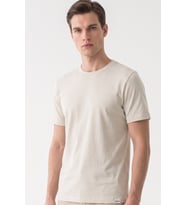 Bej Bisiklet Yaka Kısa Kol Slim Fit Pamuklu Tişört 1011265166