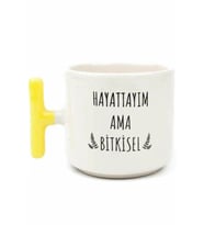 Hayattayım Ama Bitkisel Tasarımlı T Kulp Fincan
