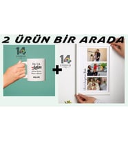 Stüdyo 14 Babalar Günü Özel "Bir Tek Babam Olsun" Kişiye Özel Çerçeveli Kolaj + Kupa Seti - Babalar Günü Hediyesi