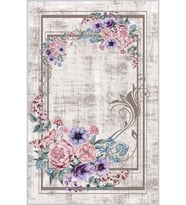 Eliana Home Baskılı, Yıkanabilir Kaymaz Taban Salon Halısı LNA1489 100x150 cm (Bej)