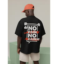 No Pain No Gain Yazılı Unisex Oversize Tişört
