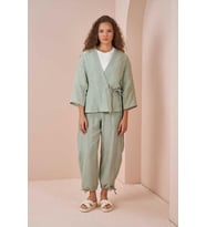 Kruvaze Kimono Müslin Bluz Yeşil (A.Yeşil)