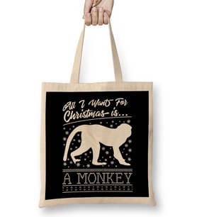 All I Want For Christmas Is A Monkey Knit Pattern Bez Çanta Uzun Saplı