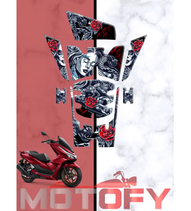 HONDA PCX 125 2025 3D DESENLİ TANK PAD SETİ KIRMIZI