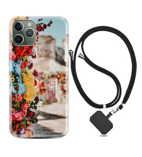 Apple iPhone 11 12 13 14 Pro Max Kılıf Boyun Askılı Silikon Gerçek Çiçekler 1743