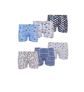 6lı Erkek Çocuk Renkli Boxer Desenli Baskılı Pamuklu Rahat