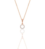 Gümüş rose zirkon taşlı yuvarlak simit kolye SGTL12493ROSE
