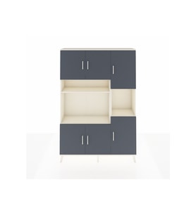 Arges Dolap 9 Raflı 6 Kapaklı 132x30x195 Aytaşı-Antrasit/Aytaşı