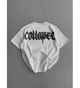 Erkek Ön ve Arka Baskılı T-Shirt Kısa Kol Bisiklet Yaka Regular Fit Tişört - Beyaz