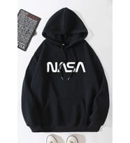 Unisex Nasa Baskılı Sweatshirt (Siyah)