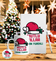 Yılbaşı İçin Kişiye Özel Defter Kalem Kupa & Süblimasyon Anahtarlık Hediye Seti