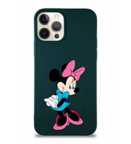 Apple iPhone 12 Pro Soft Premier Kapak Minnie Mouse-F Tasarımlı Silikon Kılıf - Yeşil (Şeffaf)