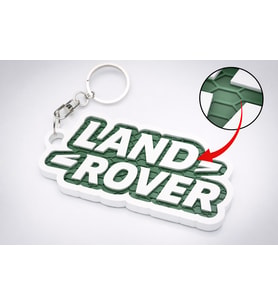 3D Baskı Land Rover Yazılı Anahtarlık – Yeşil Beyaz Petek Desenli Off Road Araç Anahtarlığı
