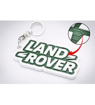 3D Baskı Land Rover Yazılı Anahtarlık – Yeşil Beyaz Petek Desenli Off Road Araç Anahtarlığı