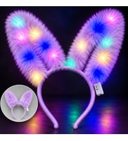 3 Modlu LED Işıklı Peluş Tşan Kulağı Lila Renk