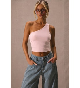 Kadın Tek Omuz Crop Atlet Esnek Slim Fit Süprem Kumaş Asimetrik Yaka Bluz