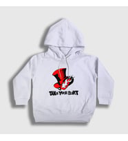 Presmono Unisex Çocuk Beyaz Persona 5 Take Your Heart Kapüşonlu Sweatshirt 424568tt