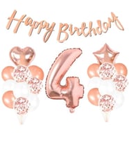 4 Yaş Rose Gold Happy Birthday Set