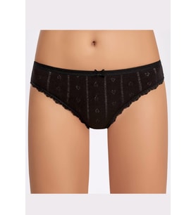 Jakarlı Transferli Ribana Bikini Külot (Siyah)